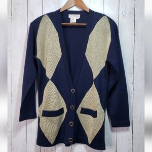 Vintage Outlander Collection Navy Blue Gold Knit C